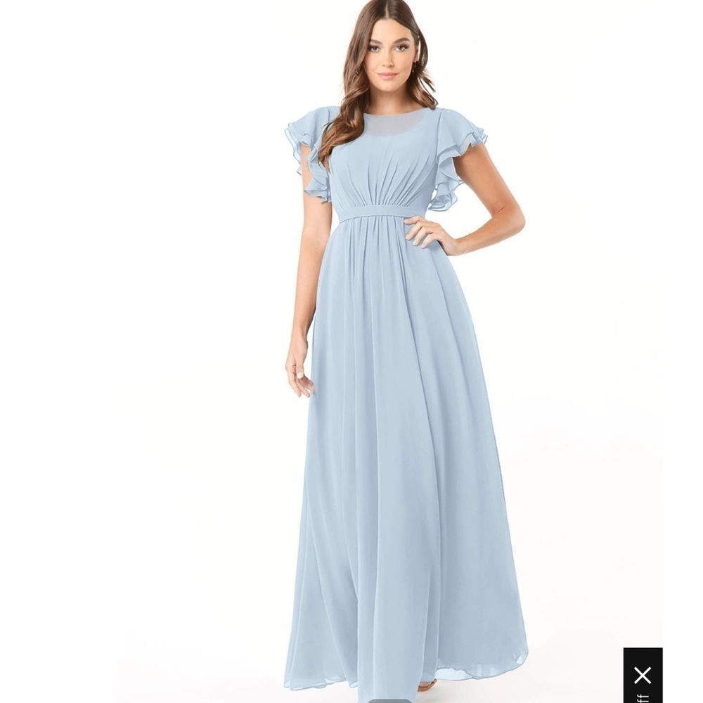 AZAZIE DAPHNE A-Line Ruffled Chiffon Long Dress Mist medium